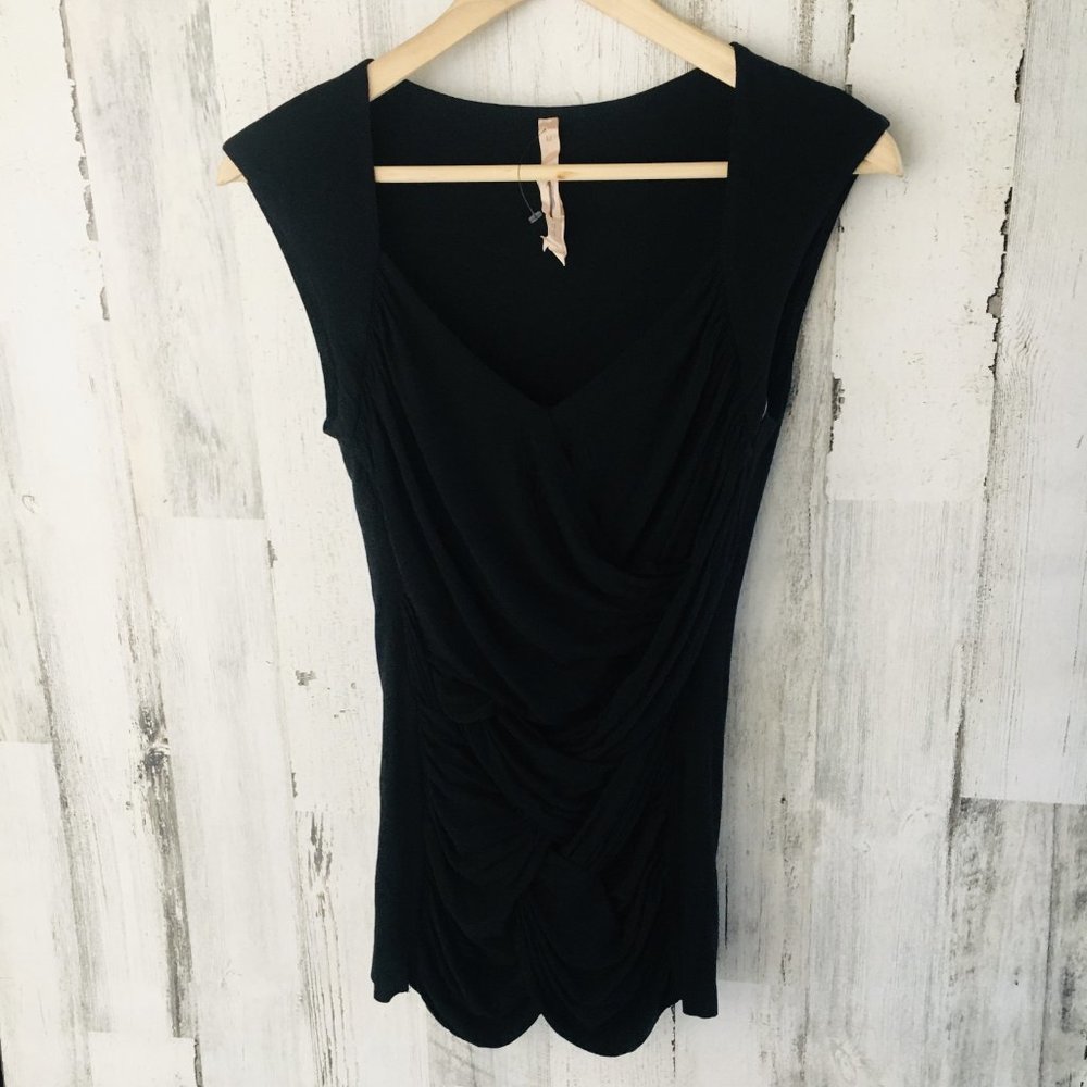 NWOT Bailey 44 Knit Ruched Top Braided Sleeveless Black